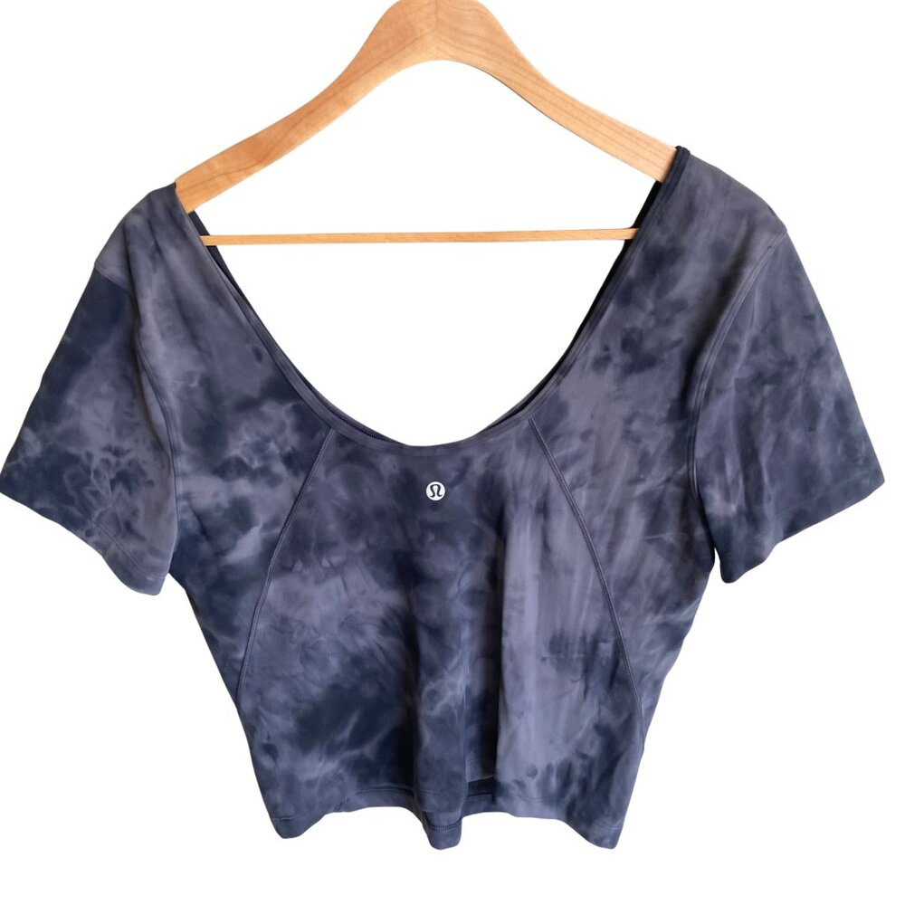 Lululemon Align Diamond Dye Cropped Shirt Lunar Rock Gray Womens Size 10
